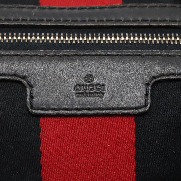 GUCCI GG Canvas Sherry Line Hand Bag Pvc Navy Gold - Picture 14 of 16